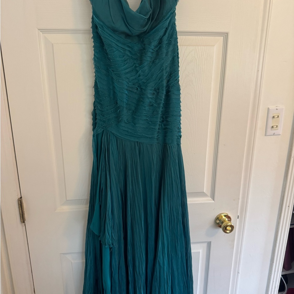 Vintage Versace Teal Halter Dress